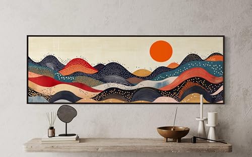 Tableau abstrait Japandi TONGYINLI - Toile montagne 55x165cm sans cadre
