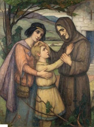 Tableau Saint Kentigern et Saint Fergus Stewart Carmichael 60x90cm