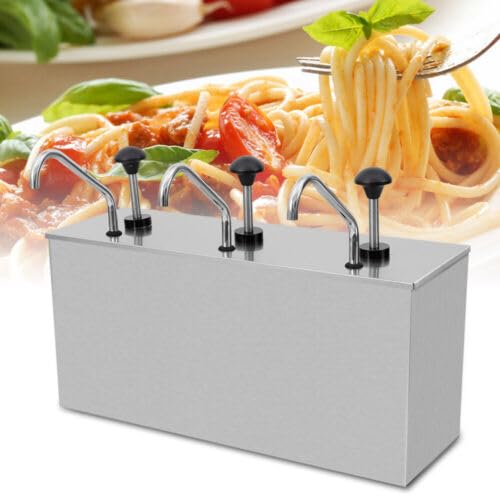 Distributore di salse in acciaio inox, erogatore di salse, senape, ketchup, erogatore di pompa, maionese, dosatore per condimenti, bottiglie di salsa, senape, aceto (3 teste)