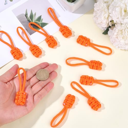 Image of GORGECRAFT 10Pcs Zipper Pulls Replacement Woven Cord Zipper Pulls Polyester Rope Zip Puller Extender Orange Slider Slider Handle Tab for Purses Handbag Suitcases Backpack Luggage Clothing Accessories