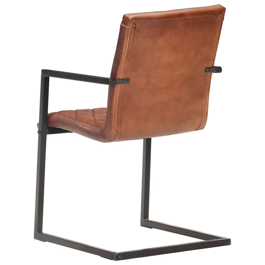 Chaises à Manger Clever Lot de 6 Marron Cuir Véritable