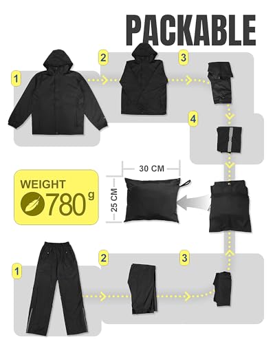 33,000ft Men's Rain Suit Packable Waterproof Lightweight Rain Gear for Golf Hiking Cycling 2 Pieces (Jackets and Pants)