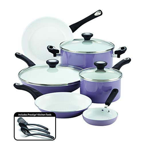 Farberware Ceramic Nonstick Cookware Pots and Pans Set, 12 Piece, Lavender