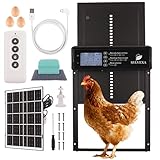 SYLVEXA Automatic Chicken Coop Door Solar Powered – Solar + USB-C Dual Charging – Automatic Chicken Door with Anti-Pinch Safety, Timer & Light Sensor Modes, Remote Control & Waterproof Aluminum Door