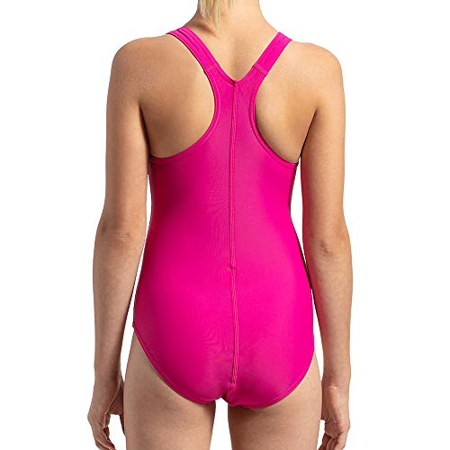 Image of Speedo Girl's Endurance 10 High Chlorine Resistant UPF 40+ Sun Protection Lycra Racerback Swimwear - Electric Pink & True Navy