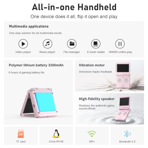 Image of RG SP Retro Handheld Game Console , RGSP Flip Portable Game Console 3.4 Inch IPS Screen H700 Linux 64-bit System Support WiFi Bluetooth 16G SD Card 30+ Game Emulators No Game Preloaded(Pearl Pink)