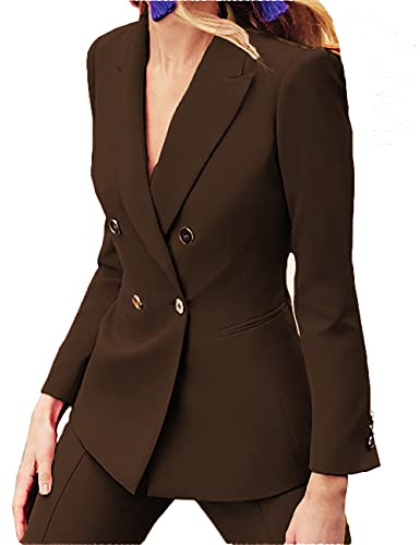 JinXuanYa Women's Business Suit Double Breasted Slim Fit 2 Piece Work Lady Blazer Jacket,Pant Suits2