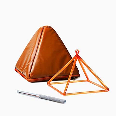 TOPFUND Orange Crystal Singing Pyramid 7 inch with Artificial Leather Carrying Case and Quartz Suede Mallet Cover