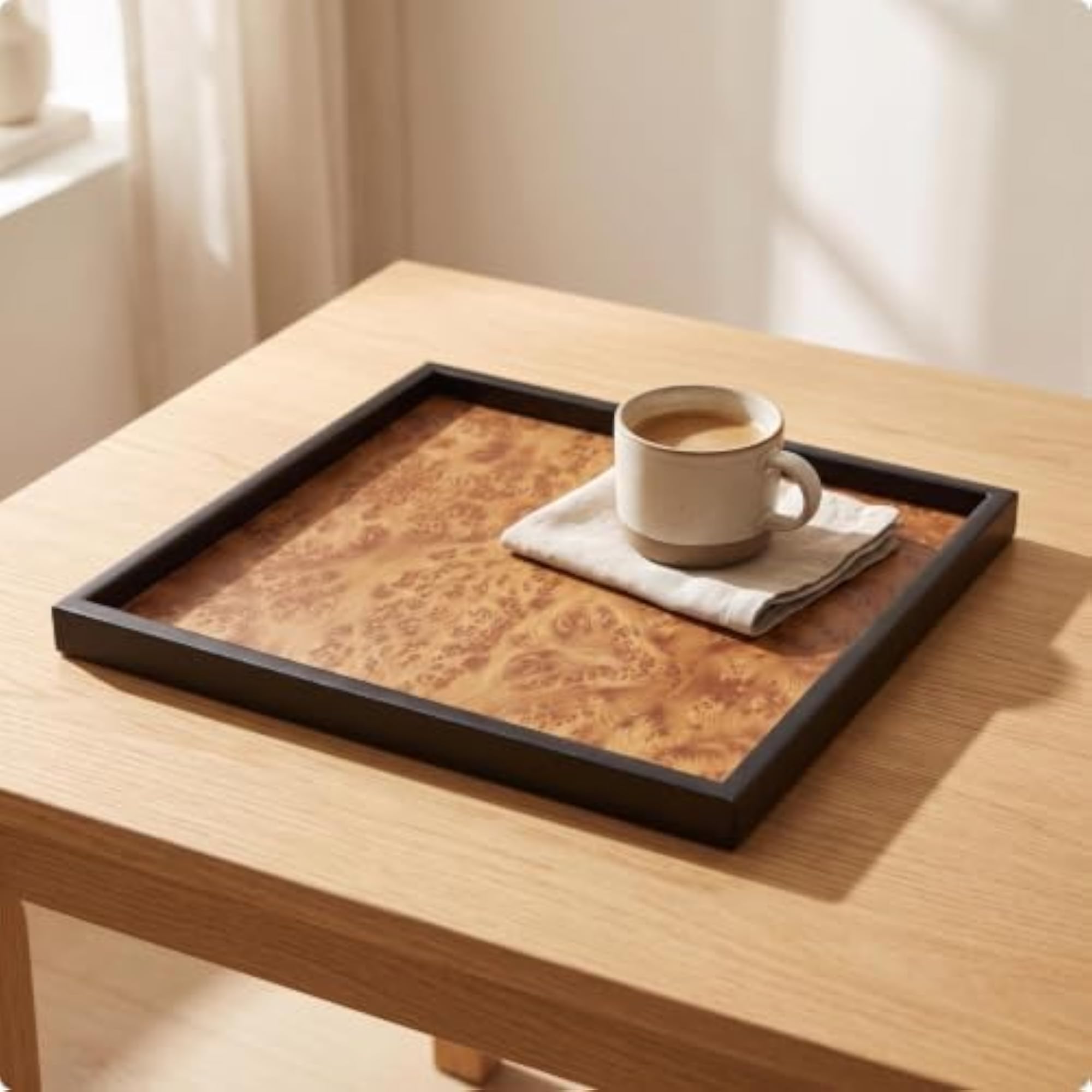 Contemporary Tray with Wood-Grain Base