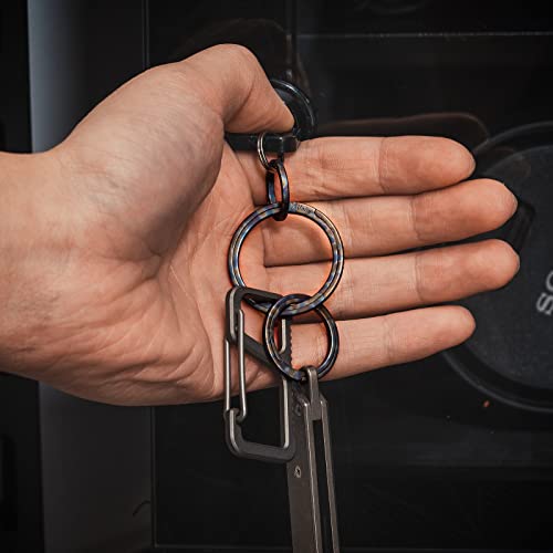 KeyUnity KA12BK Titanium Flat Key Rings 33/25/17.5mm for Key Carabiner (There are many variants, the number of key rings depends on the main picture)
