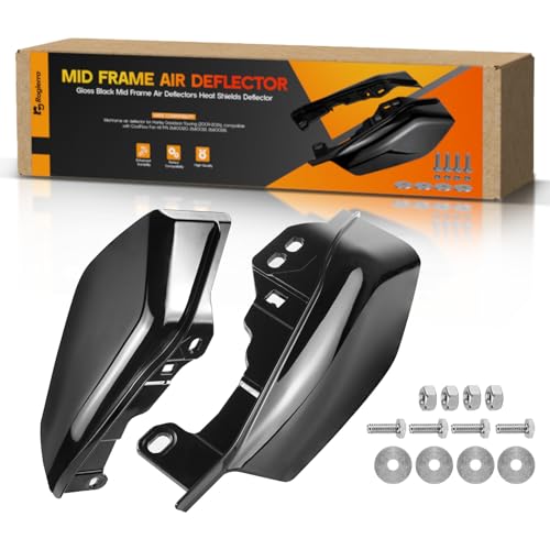 Gloss Black Mid Frame Air Deflectors Heat Shields Deflector Compatible with Harley Touring Street Road King Glide Road Glide Electra Ultra Limited Tri Glide CVO - Vivid Gloss Black (2009-2022)