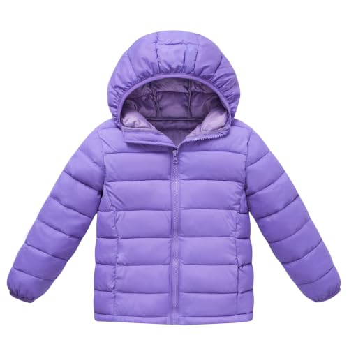 Image of Lovekider Hooded Puffer Jacket for Girls 4-12T Down-Alternative Winter Coat Shiny Outerwear for Kids
