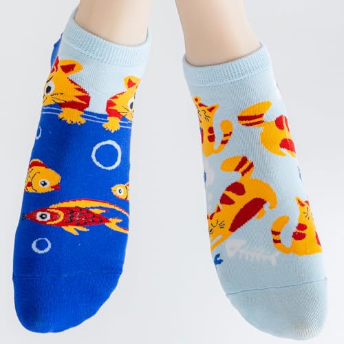 Image of 2 Pairs Funny Cartoon Animal Print Cotton Ankle Socks for Women Teens