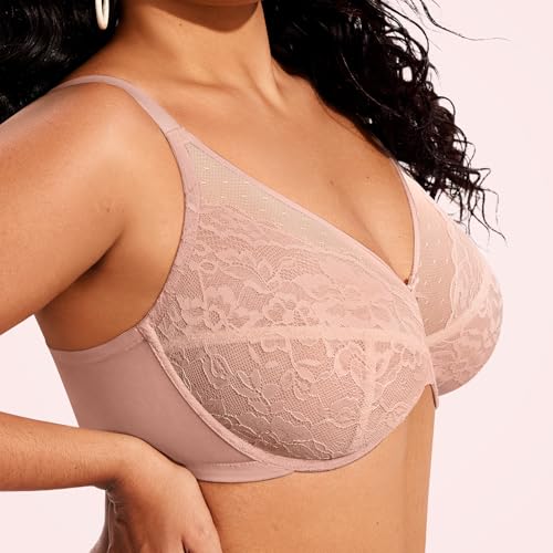 Image of ProKloud Minimizer Bras for Women Full Coverage Supportive Plus Size Unlined Lace Underwire Bra