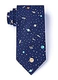 Men's Microfiber Solar System Astronomy Solar Outer Space Novelty Tie Necktie (Navy Blue)