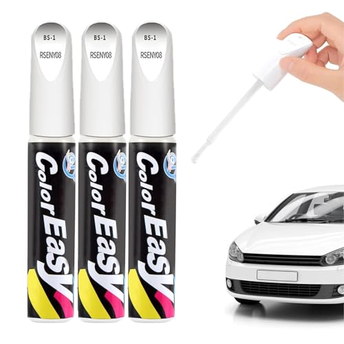 Hyleara 3 Stück Auto Lackstift Weiß 12ml Weißer Lackstift Auto Pinsel Professioneller Autolack Kratzer Entferner Weiß Autolack Reparaturset für Kratzerreparaturen der Meisten Autos Motorräder