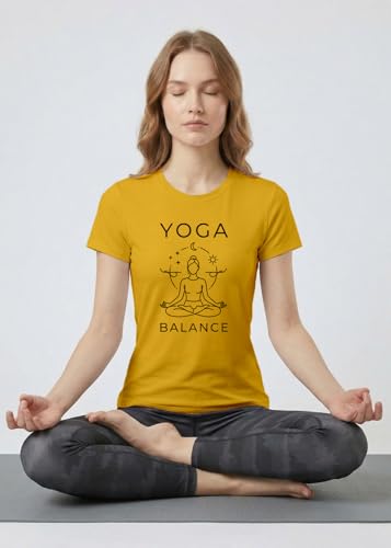 Image of INDISSH Yoga Tshirt for Women Cotton | Graphic Printed Yoga Round Neck Short Sleeves T-Shirt for Woman - WRN-YOGAB-PAR