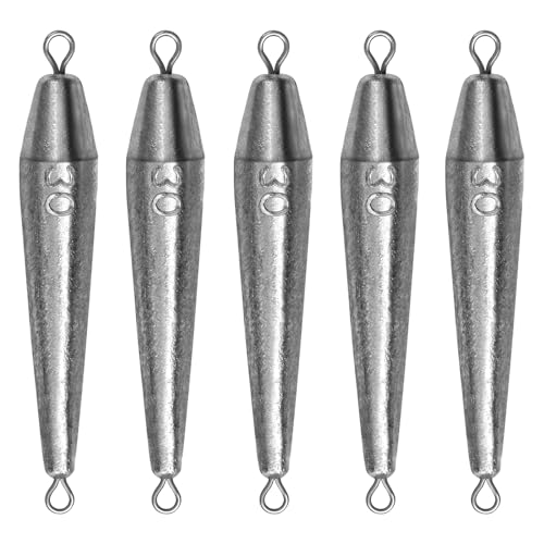 THKFISH Fishing Weights, Inline Trolling Sinkers, Double Ringed One Piece Wire Lead, Torpedo...