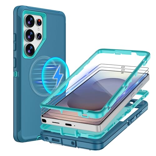 for Samsung Galaxy S25 Ultra Case Ultra-[Military-Grade] [Wireless Charging Compatible] Raised Edges Protect Camera & Screen Slim & Tough, Pocket-Friendly,Rugged & Durable with Port Protection - Green