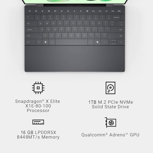 Image of Dell XPS 13 9345 AI Laptop (13.4 inch 3K (2880x1800) OLED Touchscreen, 16GB DDR5, 1TB SSD, Snapdragon X Elite (> Intel i7-1355U)) Copilot+ PC, Backlit, FP, 27-Hour Battery, Wi-Fi 7, IR Webcam, Win 11 Pro