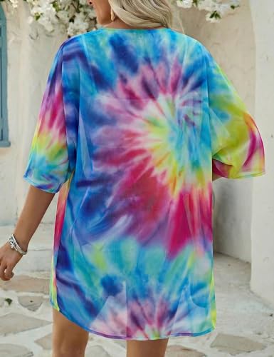 Image of Chunoy Women Floral Beach Wear Cover Up Chiffon Kimono Cardigan Open Front Blouse Top