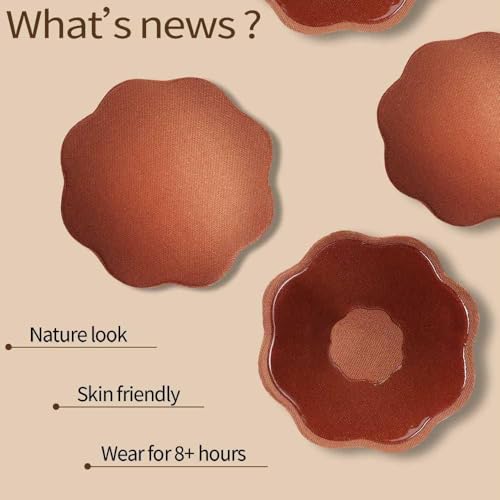 Okela XL Breast Lift Tape for Large Breasts, Breathable Boob Tape for Breast Lift, Athletic Tape Body Tape with Reusable Nipplecover Adhesive Bra Brown4