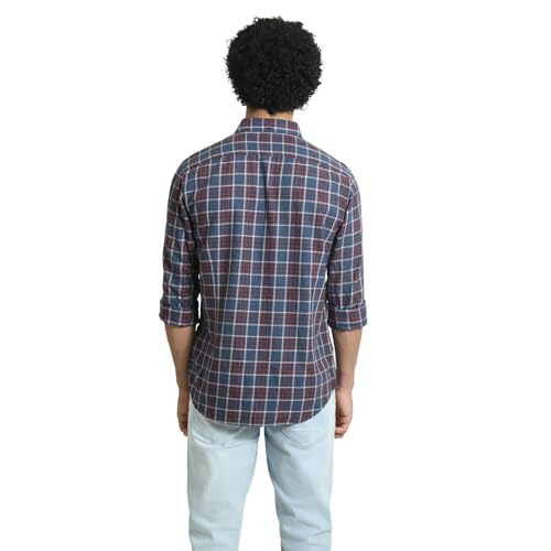 Image of BASICS 100% Cotton Checked Shirt for Men | Slim Fit | Everyday Smart Casual Wear | Full Sleeve