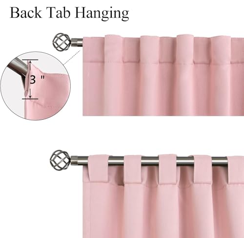 Image of Back Tab Blackout Curtains Custom Size, Modern Aesthetic Room Darkening Light Filtering Curtains Bedroom Nursery Light Blocking Drapes for Living Room, Lightweight & Soft Window Treatments