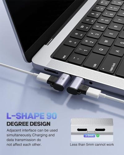 Image of Tobo USB C Magnetic Adapter, 90 Degree Magnetic USB C Adapter 24 Pins with PD 100W Fast Charge USB4 40Gbps 8K 60Hz for Thunderbolt 3 /4,Pro /Air /ROG Ally /Steam Deck /PS5 PSVR2(TD-1102TC, Pack-of-1)