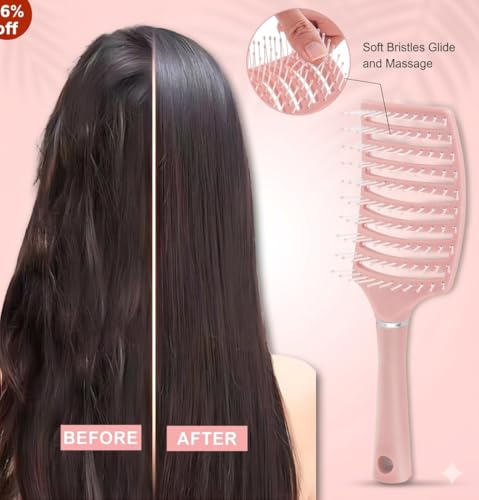 Image of Lobe Miracle Painless Detangling Hair Brush - Professional Hairbrush for Frizz-Free Curly & Straight Hair - Portable & Lightweight Comb for Smooth Hair, Reduced Breakage & Salon Styling