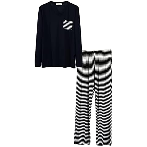 FGFD&OU Pijama Mujer De 2 Piezas con Manga Larga/Corta Pantalon Largo Ropa De Dormir Nightwear Elegante Camisetas + Pantalones Cover