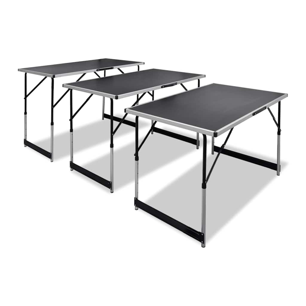 Stoły do tapetowania, 3 sztuki, składane, z regulacją wysokości, blat z płyty MDF i aluminiowym stelażem, 100 x 60 cm, obciążenie 30 kg, zajmuje mało miejsca, na kemping, taras, do salonu