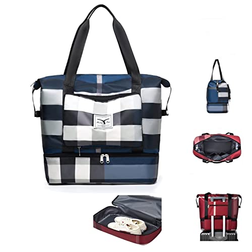 2022 Nouveau Sac De Voyage, Sac De Voyage Pliable Humide/Sec, Sac De Voyage Pliable De Grande Capacité étanche, Sac De Sport Pliable pour Voyage Sport Camping(Color:Bleu) Cover