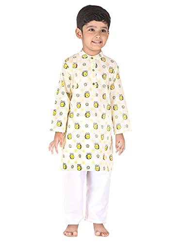 Image of Baby Boys Ethnic Wear | Handloom Cotton Kurta Pajama Set for Festivals | Comfortable & Stylish Traditional Kids Kurta Pyjama Set