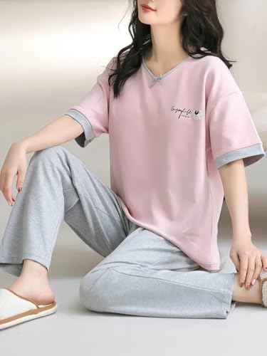 Image of Louis Luxe Womens Korean Night Dress || Full Pyjama Set || Korean Nightsuit ||Women Nightwear ||Round Neck Full Sleeve Nightsuit || Loungewear || Everyday Nightdress (ND-12)