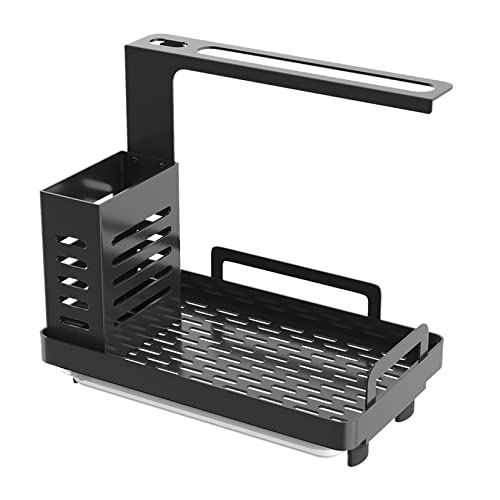 ZTXPRO Spülbecken-Organizer, Schwammhalter für Spüle mit Abflusswanne und Geschirrtuch-Aufhänger, rostfrei, robust und langlebig, perfekt für Pinsel, Flasche, Schwamm Cover