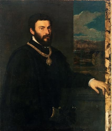 Tableau sur toile Portrait d'Antonio Porcia par Tiziano Vecelli pour salon 60x90cm