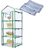 2 Pcs 4 Tier Greenhouse Replacement Cover- 27 x 19 x 63 Inch Clear PVC Plant Greenhouse Cover with Roll-Up Zipper Door for Gardening Plants Flowers (Frame Not Include)