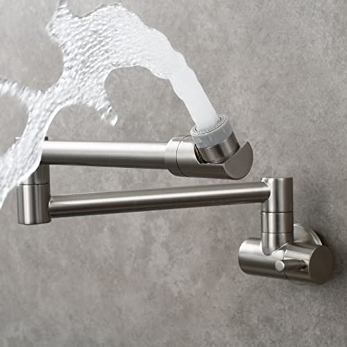 Robinet de remplissage de pot extensible nickel brossé à double articulation