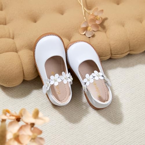 Image of Kiderence Toddler Girl Mary Jane School Uniform Dress Shoes Oxford Flats | Wide Toe Box Great Comfort for Student Shoe and Flower Girl Shoe for Wedding, Parties, Church