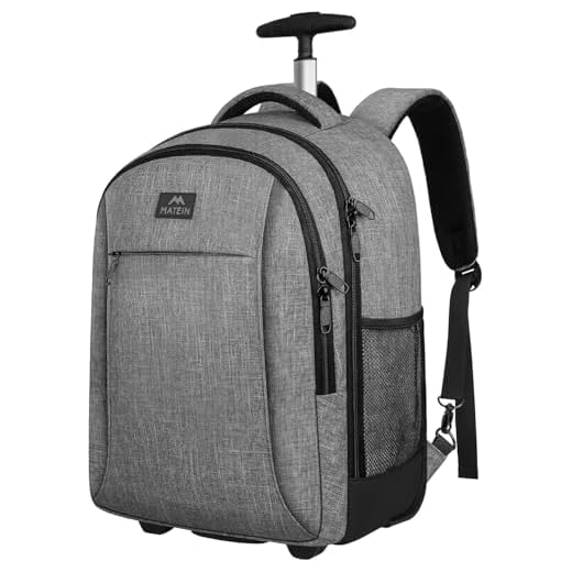 MATEIN Rolling Backpack, Water Resistant Travel Laptop Backpacks with Wheels, Large Roller College Backpack Computer Bag Business Luggage Carry on for Men Women 17 Inch, Grey