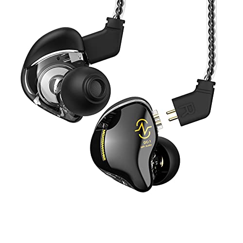 Image of CCZ Coffee Bean in Ear Monitor, Professional Sound Isolating Earphones HiFi Earbuds, Headphones with Patented Ear Tips Headset, Secure in Ear Fit Clear (No Mic, Black)