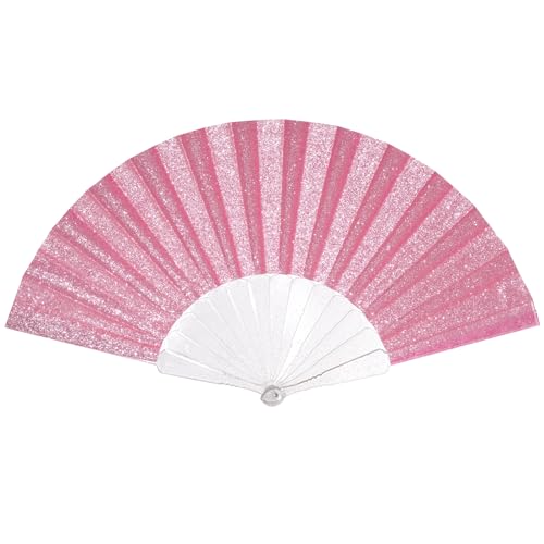 Yolyoo Glitter Women Folding Hand Fans with Shining Transparent Fan Rib for Dancing Wedding Church Concert Nightclub Festival Accessories