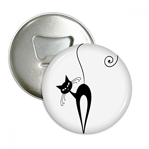 Ouvre-bouteille aimanté chat noir avec épingle badge en argent