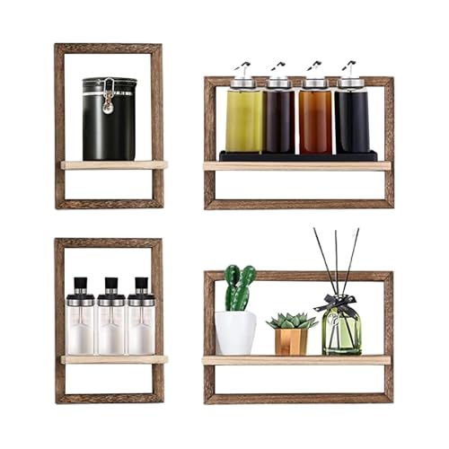 Estantería de pared para sala de estar, estantes flotantes cuadrados - Estantería flotante cuadrada Estante de pared de madera, almacenamiento de pared de visualización de cubo geométrico para el
