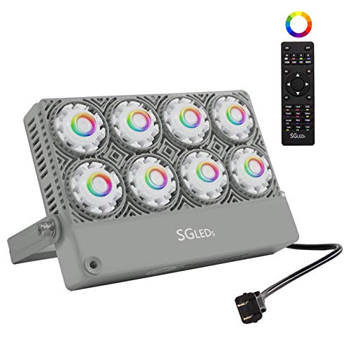 SGLEDS Led Flood Light 330W Equivalent DIY Color Changing Stage Lights with Remote IP66 Indoor Outdoor Christmas Strobe Light for Stage Landscape Party