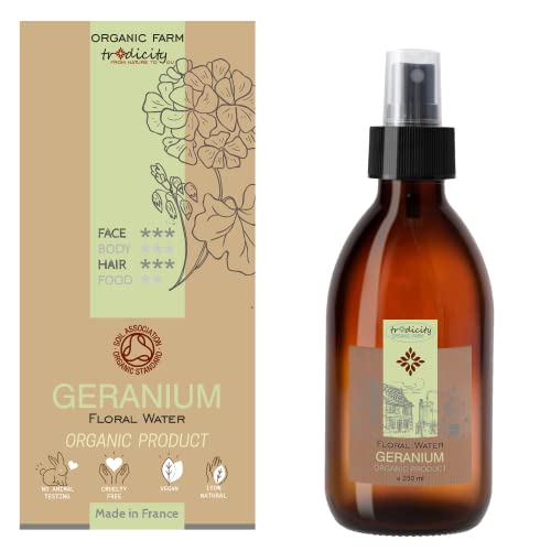Agua Floral de Geranio Bourbon · Hidrolato Geranio BIo · Hidratante Facial y Corporal, Contorno de Ojos, Antiarrugas, Antimanchas Facial, Tonico Piel Sensible & Piel Grasa - 250 ml