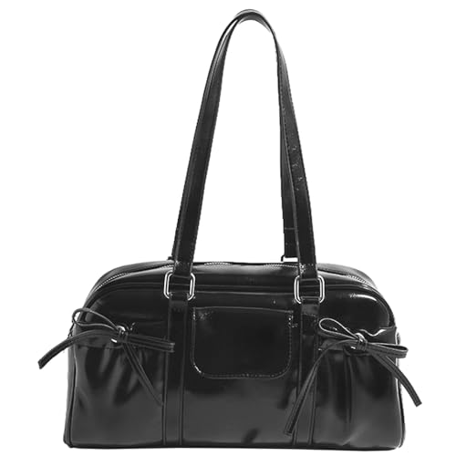 Tote Bag for Women with Bow - Vintage Y2K Faux Leather Shoulder Bag, Multi-Way Carry Purse for Everyday Use