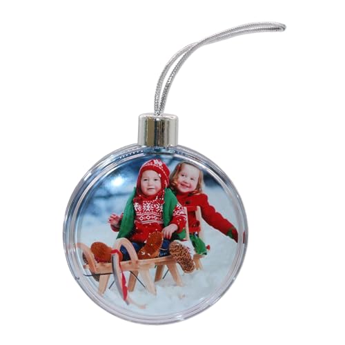 Bauble Round Decoration, Christmas Photo Baubles, Medium Photo Frame Tree Decoration each holds 2 x 70 mm photos - Ideal Personalised Gifts, Create your own Bauble (Round)