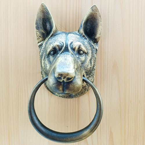 Aldaba de pastor alemán para decorar su puerta principal con latón macizo de 6.5" 5